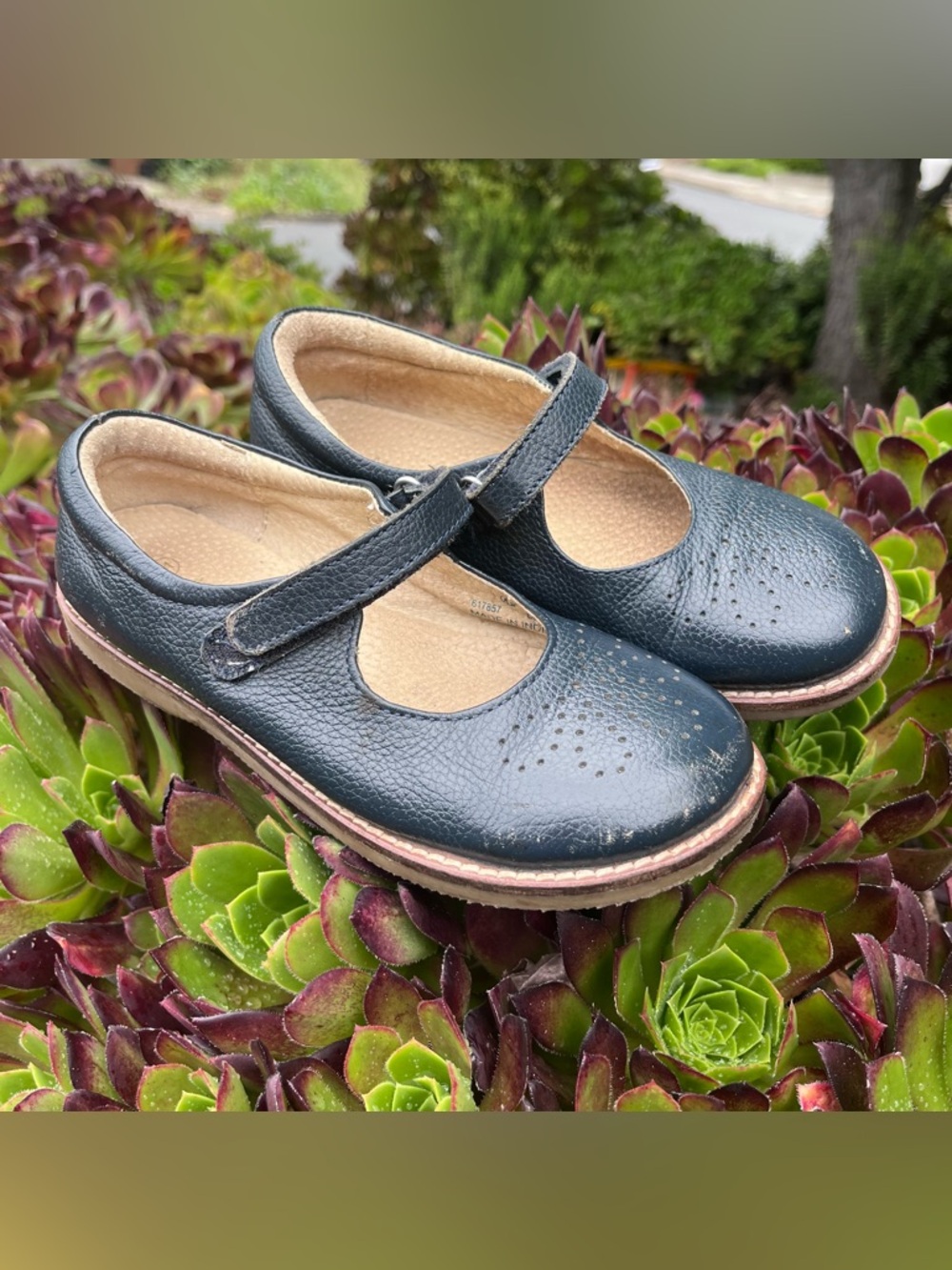 NAVY LEATHER T-BAR FLATS | MINI BODEN | SIZE EU 31 US 13